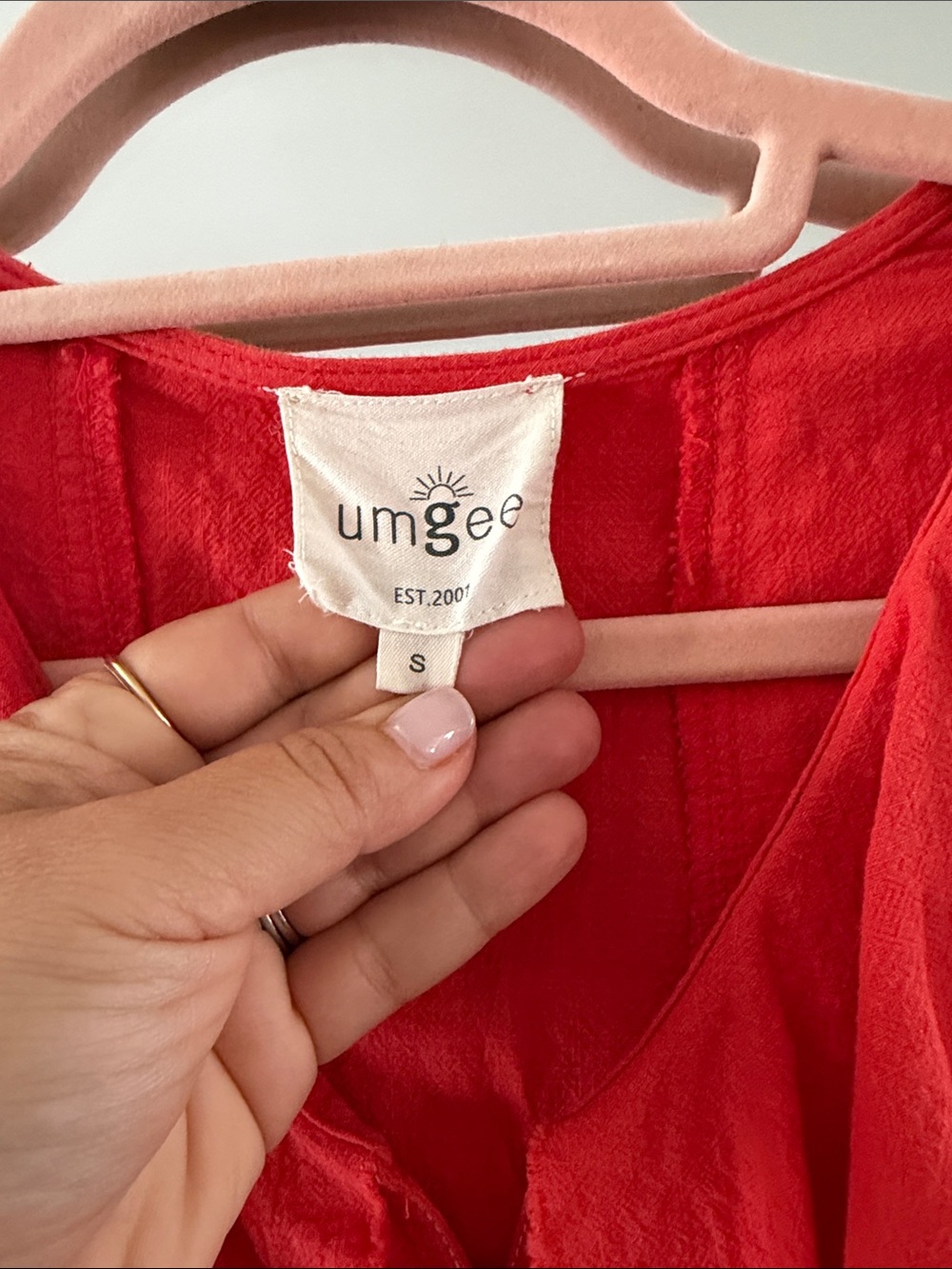 Umgee Red Ruffle Collar Top - Picture 2 of 2